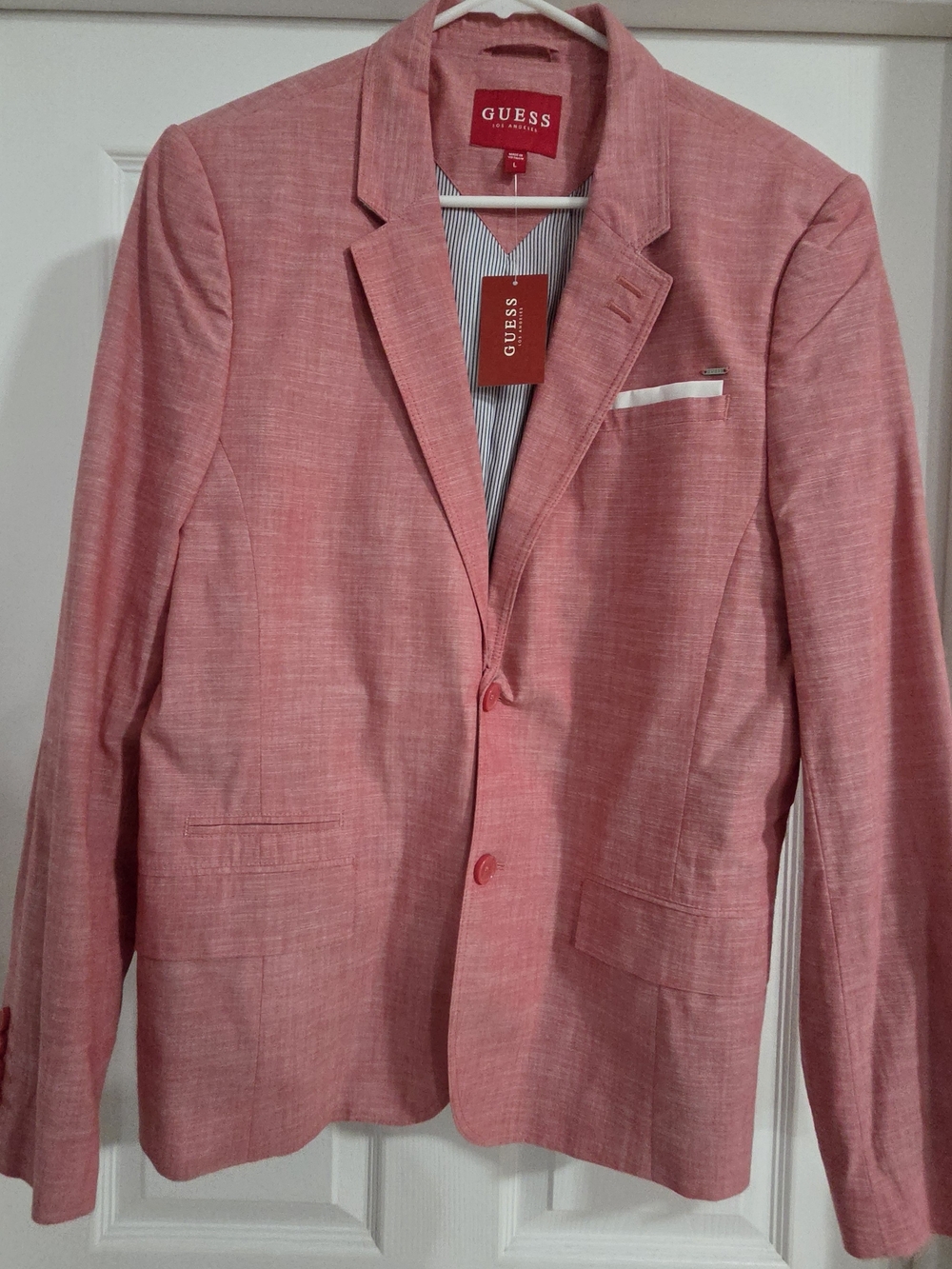 GUESS Men’s Coral Pink Linen-Blend Sport Coat